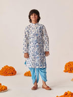 Pspeaches Boys Floral Printed Regular Kurta With Dhoti Pants (12-13Years)