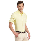 Turtle Men Cotton Solid Regular Fit Half Sleeve Formal Shirts Yellow