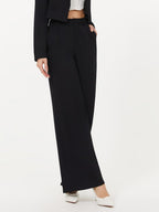 Kotty Womens High Rise Regular Fit Viscose Rayon Solid Trousers Jade Black