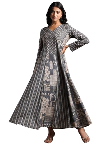 Libas WomenS Linen A-Line Maxi Dress (37184_Grey