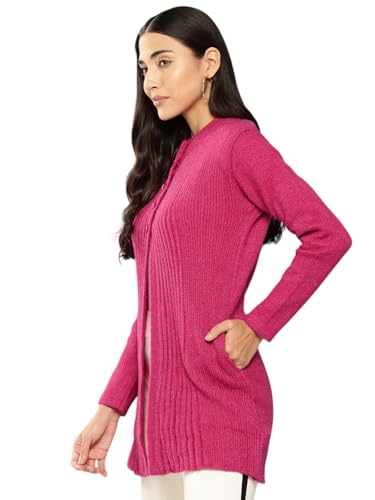 Aarika Womens Casual Wear Rani Colour Solid Woolen Cardigan-(S-L)-(Oct_Cg-W-Md-18-Rani-S)