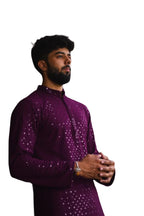 LookMark Present Mens Pure Rayon Chikankari Sequins Kurta||Mens Chikankari Purple Coloured Kurta|| AZ-LM-OG-Kurta 11 Purple-XX