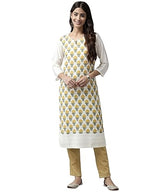 Aarika Womens Cream-Mustard Color Cotton Kurti (Kurti-W-Nm-R-6039-Cream-Mustard-44)