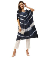 Anubhutee Women'S Viscose Rayon Navy Blue Tie And Dye Printed Kaftan Kurta