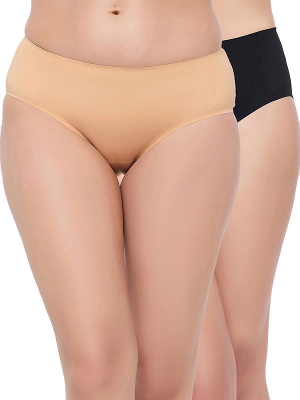 Clovia Womens Pack of 2 Medium Waist Outer Elastic Hipster Panty (PNC533110_Multi_XXL) Multicolour