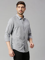 Thomas Scott Mens Solid Slim Fit 100% Cotton Casual Shirt with Spread Collar and Long Sleeve Navy