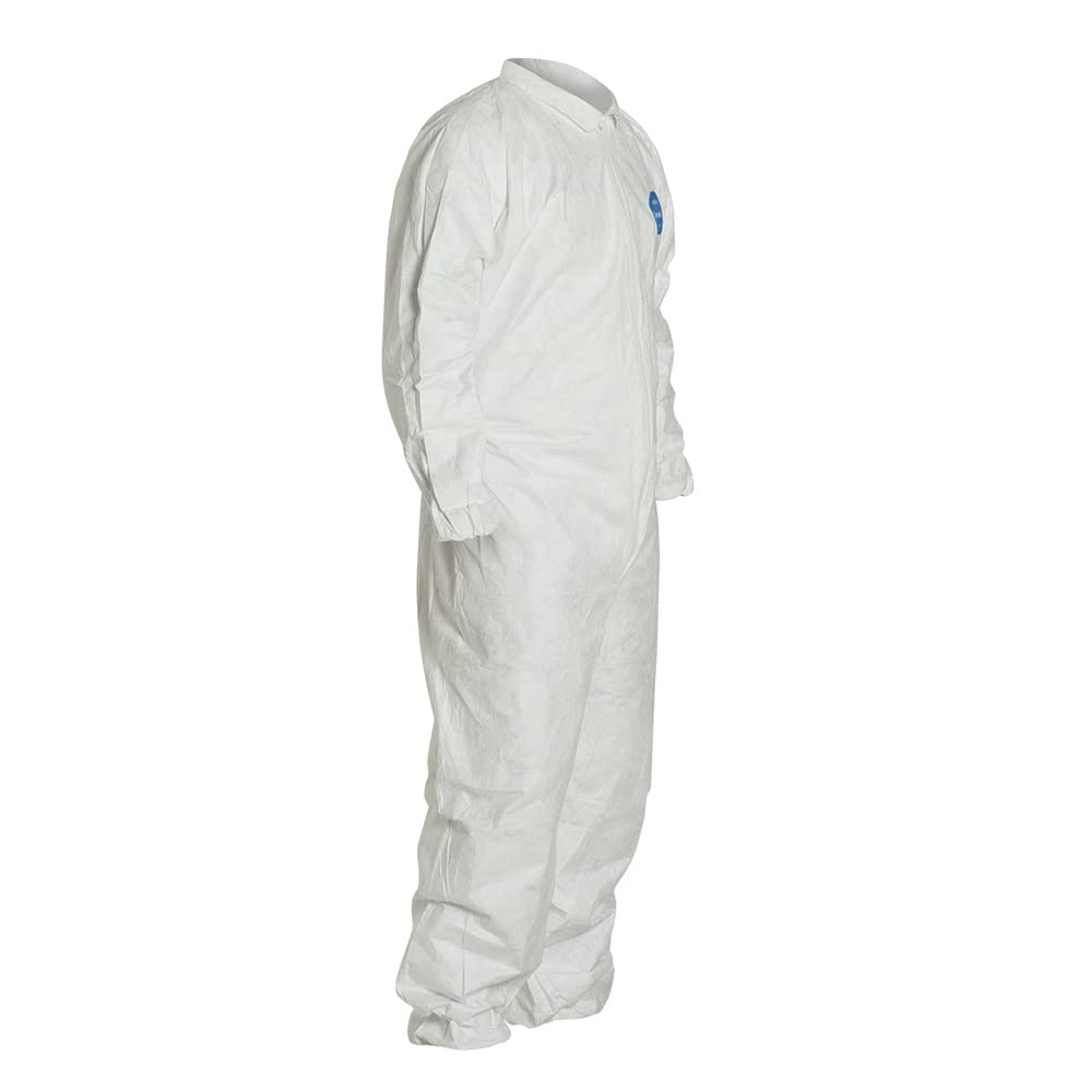DuPont Tyvek 400 TY125S Individually Packed Disposable Protective Coverall with Elastic Cuffs for PPE Vending Machines, White, 3