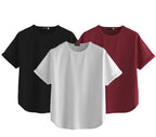 Juneberry Pure 100% Cotton Oversized Loose Baggy Fit Round Neck With Drop Shoulder White & Maroon & Black Half Sleeves Boyfriend