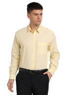 Turtle Men 100% Cotton Slim Fit Yellow Solid Formal Shirt