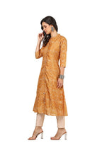 Soch Womens Mustard Art Silk Bandhani Print Kurta With Beads