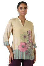 Soch Womens Beige Muslin Botanical Tunic
