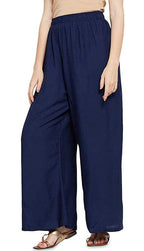 Fashion Gallery WomenS Rayon Relaxed Fit Palazzo Pants With Full Length Pull On Closure And Elasticated Flexible Waist|Palazzo