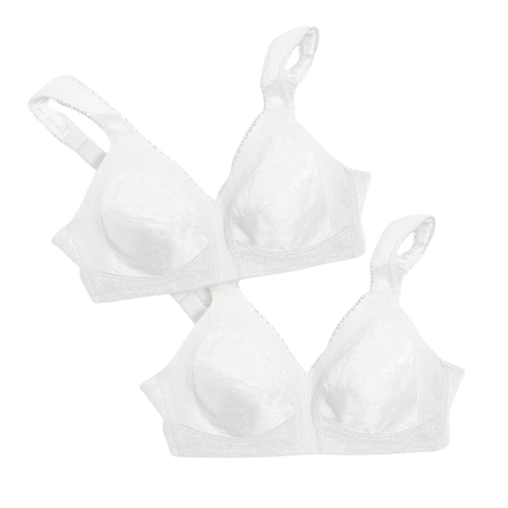 Playtex Women's 18 Hour Comfort-Strap Wireless, Full-Coverage Bra with 4-Way TruSupport, Single, White/White, 2-Pack, 38C