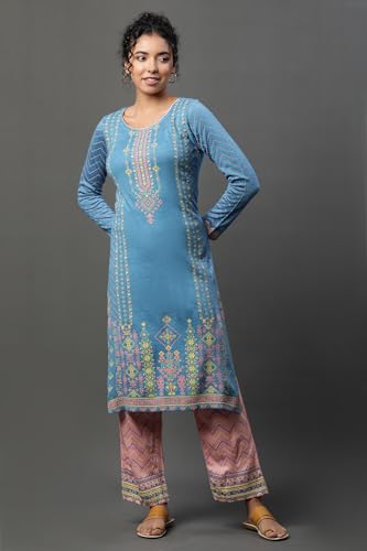 Aurelia Pink Festive Ethnic Liva Kurta, Skirt & Dupatta Set
