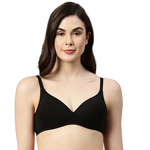 Enamor A039 Everyday stretchable cotton T-shirt Bra for women - Padded non-wired & medium coverage | Available in solids & print