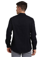 Turtle Men 100% Cotton Black Solid Kurta Full Sleeve Casual Shirt