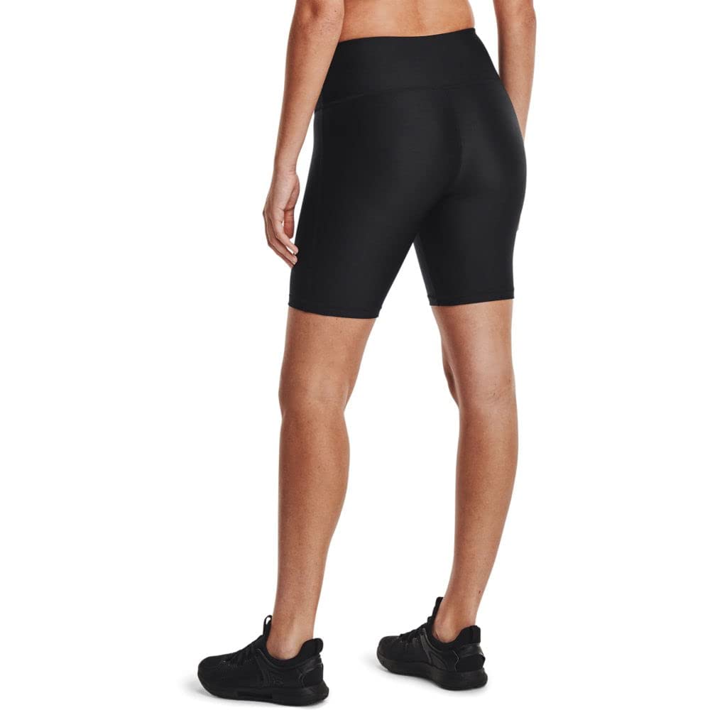 Under Armour Womens HeatGear Armour Bike Shorts , Black (001)/Metallic Silver , Medium