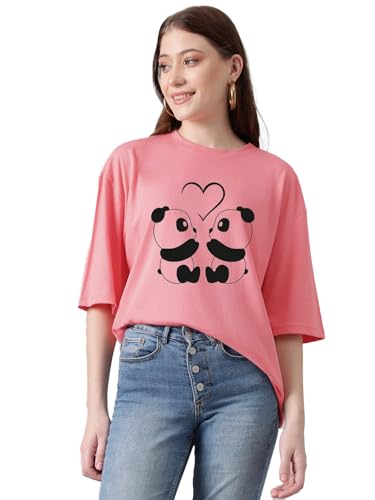 KOTTY Womens Cotton Blend Printed Oversized T-Shirts
