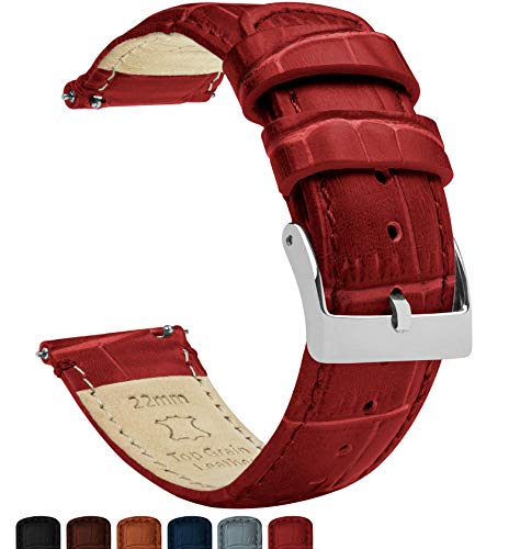 18mm Crimson Red - BARTON Alligator Grain - Quick Release Leather Watch Bands