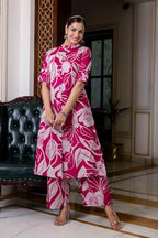 ANNI DESIGNER Womens Rayon Viscose Straight Printed Kurta with Palazzo (Diboli Pink_XL_Pink_X-Large)