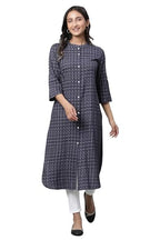Aurelia Women Grey Abstract Printed Viscose Straight Kurta
