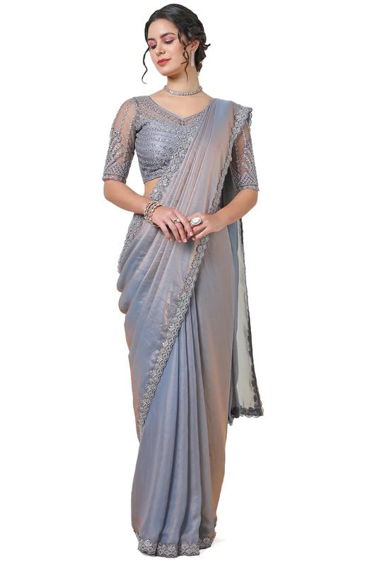 Soch Women Double Shade Saree with Lace Border