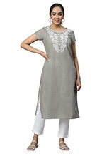 Grey Embroidered Round Neck Ethnic Kurta (Size: 2Xl)-24Aua13345Ss-505794