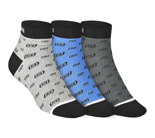 Skechers Men Pack Of 3 Aop Non Terry Ankle Socks