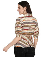 OM SAI LATEST CREATION Women Solid Western Top with Half Sleeves for Office Wear, Casual Wear, Under 399 Top for Women Top (Beig