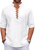 Macsivo MenS Stylish Mandarin Collar Kurta | Casual Ethnic Fusion Shirt For Daily, Party & Travel | Full Sleeves | Cotton Polye