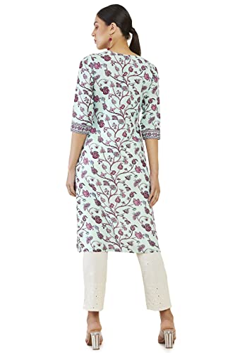 Soch Women Blue Crepe Printed Kurta