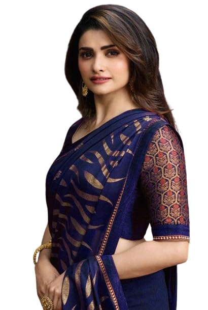 Flosive Womens Kanjivaram Silk Saree With Handloom Weaving Work With Blouse (BLUE)