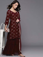 Fashion Basket Georgette Kurta Plazzo Set For Women
