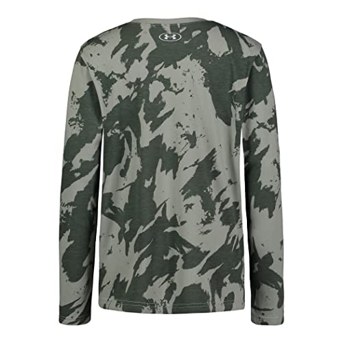 Under Armour Boys Outdoor Long Sleeve Tee, Stylish Crew Neckline, Cute Full Fit T-Shirt, Grove Green Plume Wave, Small US