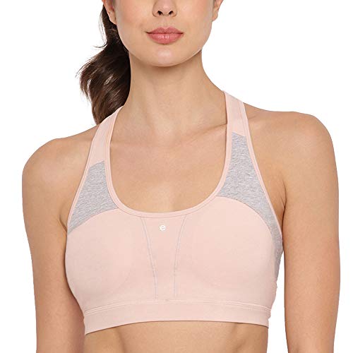 Enamor Racer Back Medium-Impact Sports Bra For Women With Removable Pads- High Coverage, Padded And Wirefree(Sb08_Pearl_M)