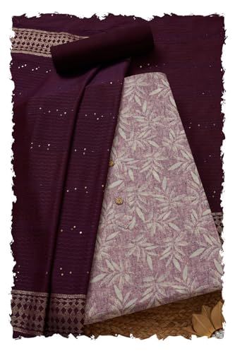 Soch Women Chanderi Botanical Print Unstitched Dress Material with Zari Woven