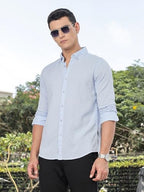Thomas Scott Mens | Solid | 100% Cotton | Full Sleeve | Button Down Collar | Casual | Shirt for Men Sky Blue