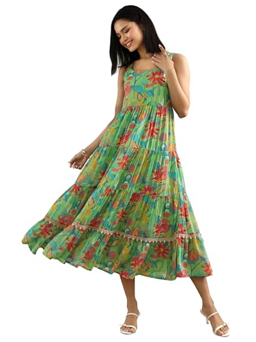 Libas Womens Printed Chiffon Fit And Flare Dress For Women Multicolour