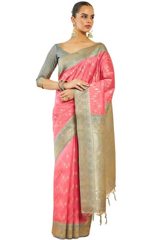 Soch Women Tussar Silk Saree with Woven Zari Designs and Pallu