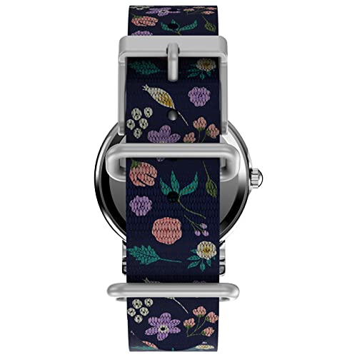 Timex Womens Watch Peanuts Weekender Casual Ladies Wristwatch - Featuring Snoopy and Woodstock in a Floral Motif, Silver-Tone Ca