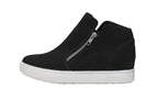 CUSHIONAIRE Women's Hart Hidden Wedge Sneaker +Wide Width Available, Black, 8 W