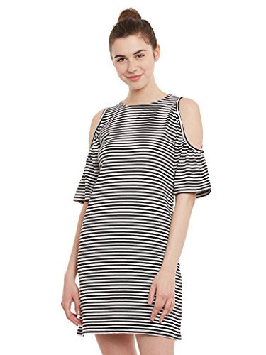 Miss Chase WomenS Cotton Body Con Dress (Mcss17D07-56-78-02_Black And White_Xs)