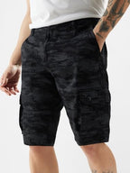 The Souled Store Black Camo Men Regular Fit Cotton Cargo Shorts Sweatshorts MenS Sweat Shorts Athletic Lounge Gym Running Worko