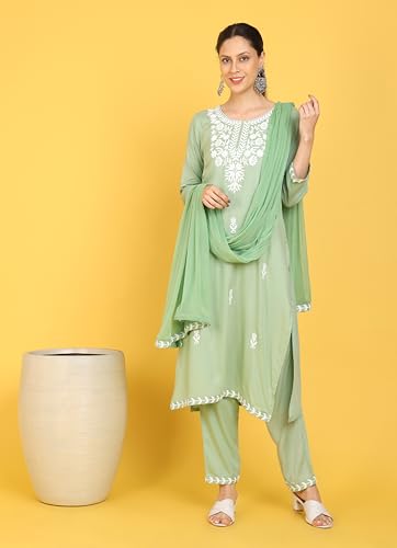 Kaari Rayon Straight 7525 WomenS Kurtas & Kurtis (Kaaass25Wskd-70051_Pista Green