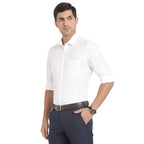 Turtle Men 100% Cotton White Dobby Slim Fit Full Sleeve Formal Shirt