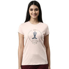 Enamor Essentials Short Sleeve Round Neck Slim Fit Stretch Cotton Tshirt for Womens-E147 (E147_Rosewater_S)