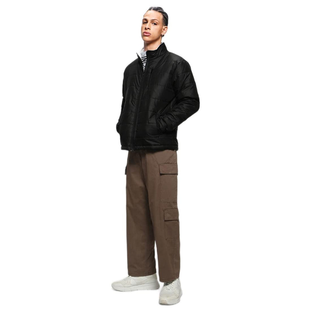 Bewakoof Mens Solid Oversized Fit Full Sleeve Stand Collar Nylon Jacket