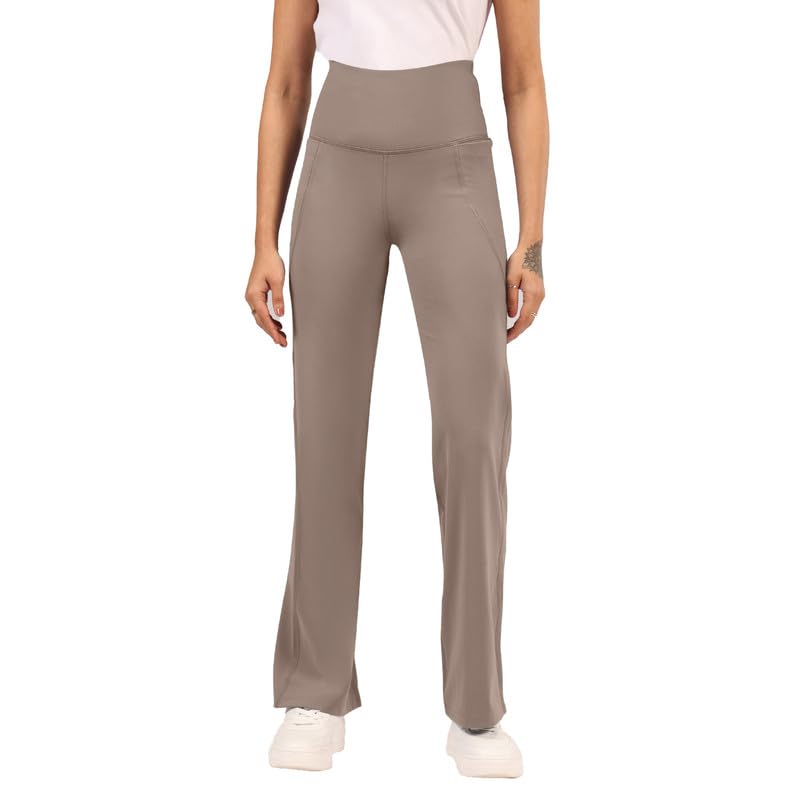 BlissClub Ultimate Flare Pants for Women Above 55 ft Tall | Ribbed Waistband, 4 Pockets | High Waist Trousers and Formal Pants 