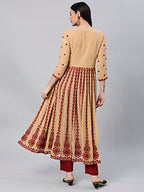 ANNI DESIGNER Womens Georgette Chikankari Embroidered Anarkali Kurti (Kari-Beige-SM_S_Beige_Small)