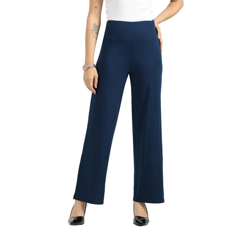BlissClub Ultimate Wide Lite for Women Above 55 ft Tall | High Waist Trousers and Formal Pants for Office wear | Comfortable fi